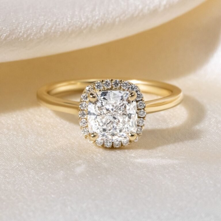 Halo Cushion Cut Diamond Engagement Ring